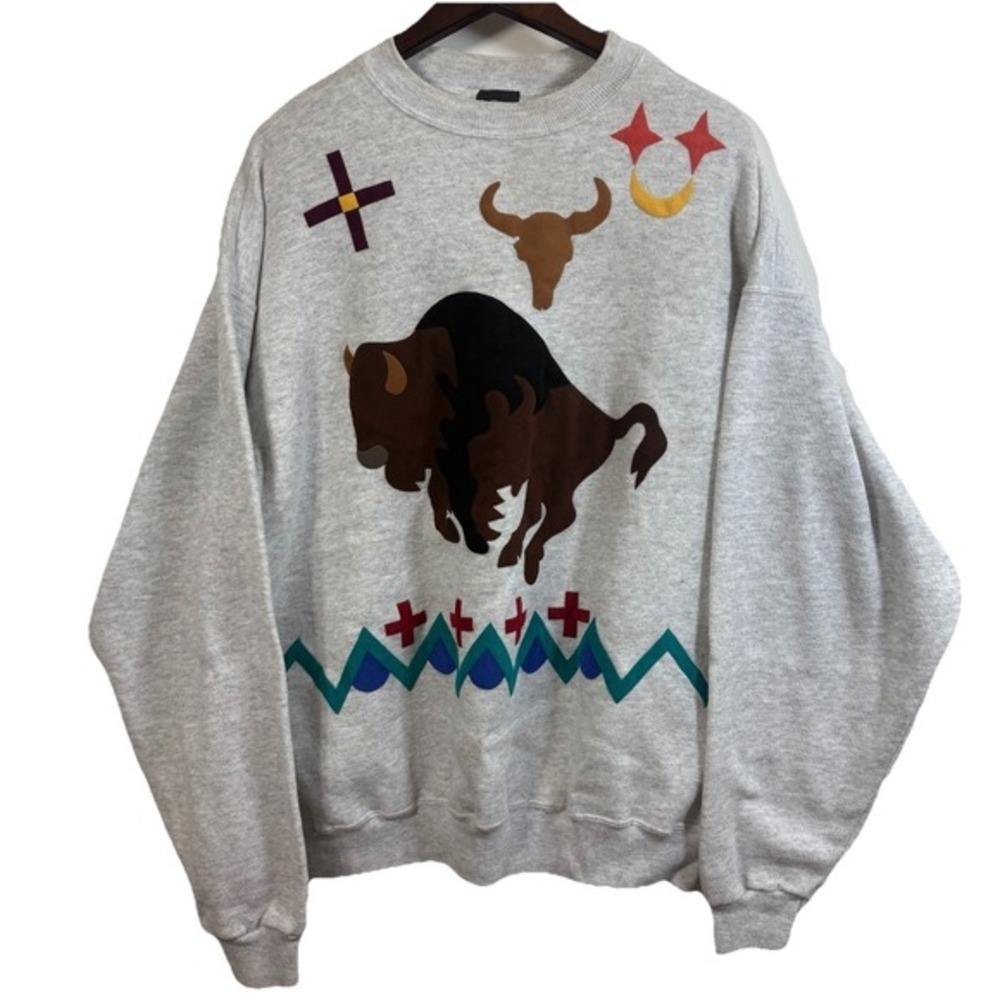 Moxie Santa Fe‎ Buffalo Western Graphic Sweatshirt XXL Hanes Made in USA